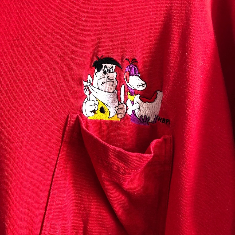 Vintage Studio Grafix Flintstones character embroidered tee size: L - Picture 3 of 5